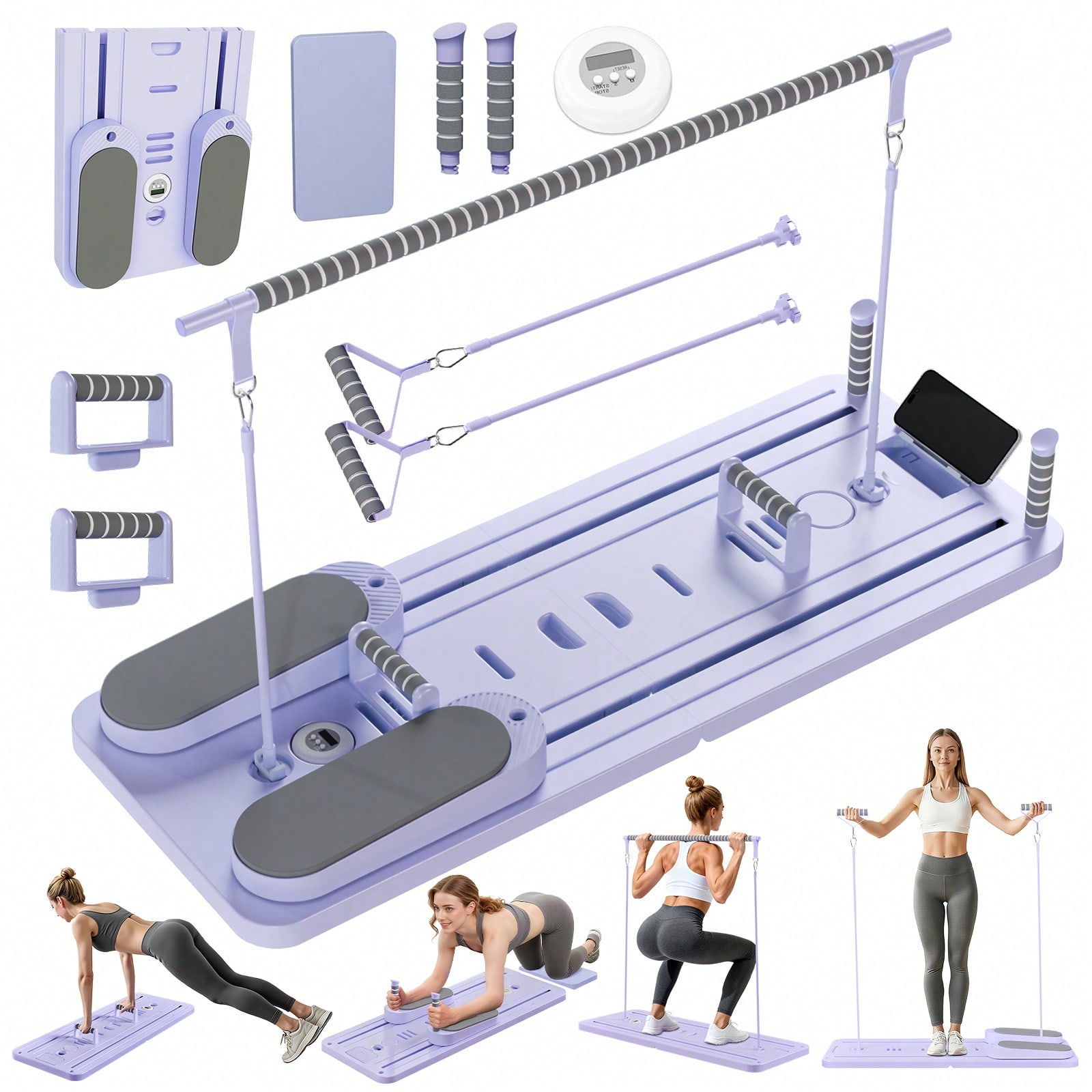 Pilates & Yoga Unleashed Studio Tuckahoe - جهاز بيلاتس ريفورمر مع قضيب، لوح