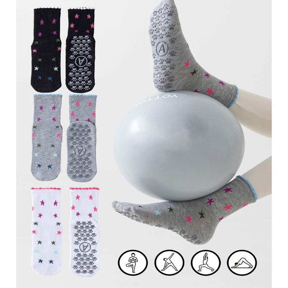 Pilates Yoga Gifts - جوارب يوغا عصرية مزينة بالنجوم الملونة،