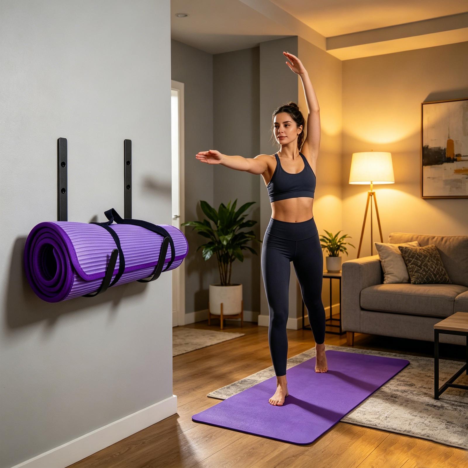 Pilates Yoga Room - رف تخزين لحصيرة اليوجا مثبت على